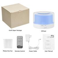 Diffuseur d'huiles essentielles ultrasonique de 500 ml avec télécommande, humidificateur d'arôme à grain de bois, brumisateur frais, purificateur d'air pour la maison et le bureau