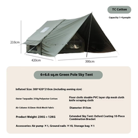 Tente de glamping extensible en coton TC 210D pour 6-8 personnes, 4 saisons, imperméable, protection UV, avec cheminée gonflable et poteaux de auvent