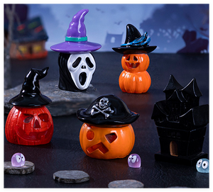 I bambini fingono di giocare a Set di animali giocattoli in miniatura giardino più piccolo negozio di animali figure luminose di zucca di Halloween casa figurine - Product Image 3