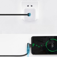 Câble de charge rapide USB Type-C vers C à angle droit de 2 m, boîtier métallique nickelé, gaine en nylon tressé, 60 W PD, pour Android et appareils mobiles