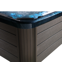 Baignoire Spa Extérieure Carrée de Luxe Moderne en Acrylique Marron de Haute Qualité avec Massage et Lumières LED pour 4 Personnes, Bain à Bulles