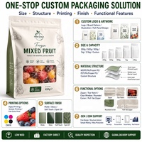 Sacs en plastique refermables personnalisés pour aliments congelés, pochette à fond plat à fermeture éclair haute barrière pour l'emballage de fruits et baies congelés