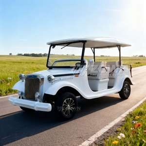 Voiturette de golf électrique classique blanche avec toit ouvert et design vintage pour utilisation en parc - Product Image 3