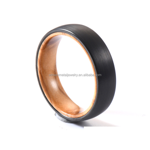 Großhandel Herren-Ehering <span class=keywords><strong>Woog</strong></span> Bestseller 6mm Wolframring mit Olivenholz-Einlage Kuppelform Modeschmuck Ring für Männer - Product Image 4
