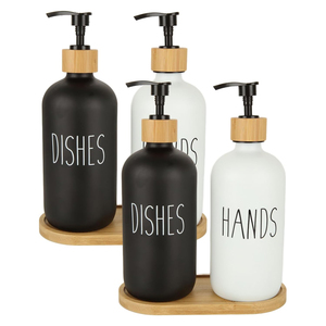 Oferta Especial: Botella de Vidrio Esmerilado Transparente de 8oz/16oz (240ml/480ml) con Gotero y Pulverizador, Tapa de Bambú, Impresión Serigráfica, para Crema para el Cuidado de la Piel - Product Image 1