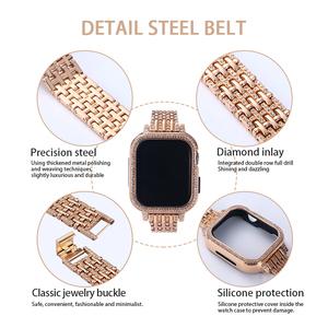 Bling ban nhạc kim loại đồ trang sức Rhinestone kim cương Vòng đeo tay Tương thích cho <span class=keywords><strong>Apple</strong></span> xem trường hợp 38/42mm loạt 3-8 <span class=keywords><strong>6</strong></span> SE cổ tay phụ kiện - Product Image 6