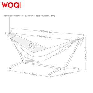 Hamaca doble portátil WOQI de 125 pulgadas con marco de acero y tela de algodón para acampar en interiores y exteriores - Product Image 1