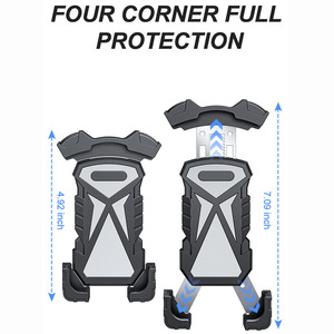 <span class=keywords><strong>Support</strong></span> de téléphone anti-vibration à 4 points d'attache réglable <span class=keywords><strong>pour</strong></span> guidon de vélo, moto, scooter, <span class=keywords><strong>GPS</strong></span>, avec verrouillage quadruple - Product Image 4