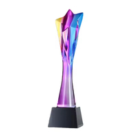Trophées en verre cristal gravé en forme d'étoile avec placage coloré pour souvenirs d'affaires