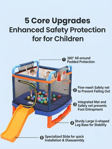 Toboggan de <span class=keywords><strong>trampoline</strong></span> en acier allié <span class=keywords><strong>pour</strong></span> enfants, équipement de jeu <span class=keywords><strong>pour</strong></span> tout-petits avec panier de basket et <span class=keywords><strong>filet</strong></span> de sécurité, tailles 8FT-14FT, utilisation intérieure/extérieure - Product Image 2