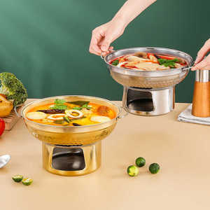 Stainless Steel Thai Seafood Dry Pot 4-5L Hammered Alcohol Burner Eco-Friendly Outdoor Cookware - Product Image 1
