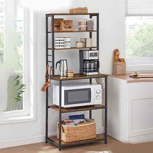 Estante de Cocina de Hierro de 5 Niveles con Gabinete de Almacenamiento, Estante para Microondas, Funciona como Estación de Trabajo para Almacenamiento de Especias - Product Image 2