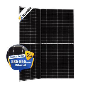 แผงโซลาร์เซลล์แบบสองหน้า Sunkit 535W-555W ขนาด 182 มม. กระจกสองชั้น PERC ได้รับการรับรองมาตรฐาน คุ้มค่า ประหยัด สำหรับระบบไฮบริดบนหลังคาบ้าน - Product Image 2
