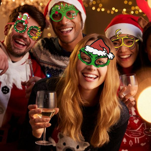 12pcs Eco-Friendly Reusable Christmas Grinch Party Novelty Glasses Frame Santa <b>Xmas</b> Tree Photo Booth Props Kids Adults Holiday - Product Image 4