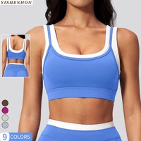 Soutien-gorge de yoga YSH Naked Sense deux pièces à maintien élevé, respirant, anti-transpiration, col en U, pour la course et le fitness, pour femme, motif uni