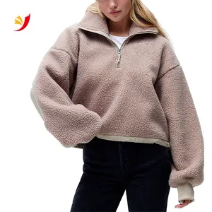 New Coming Women Hoodie Front Half Zipper Up Oversized Winter Sweater