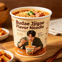 Mie Instan Rasa Budae Jjigae Pedas Rasa Stew Angkatan Darat Korea Grosir Kemasan Kotak/Cup