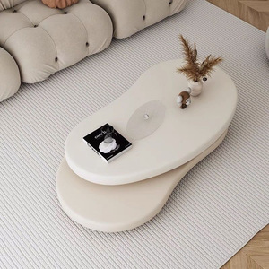 <span class=keywords><strong>Mesa</strong></span> de centro de nube moderna <span class=keywords><strong>mesa</strong></span> de centro de sala de estar blanca crema <span class=keywords><strong>Mesa</strong></span> De Centro convertible giratoria MDF ovalado - Product Image 3