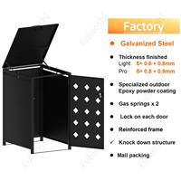Abri de rangement extérieur 240L en acier galvanisé pour poubelles, ensemble de quatre couvercles de poubelles à roulettes avec serrures pour jardin