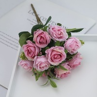 Bouquet de 10 têtes de roses artificielles Xiangfei, fleurs artificielles à nouer soi-même pour la décoration de la maison, du salon, des mariages et des fêtes