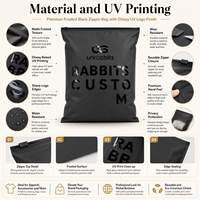 Emballage plastique biodégradable et écologique, impression personnalisée, sac à fermeture éclair noir, sac à fermeture éclair givré pour vêtements, t-shirts