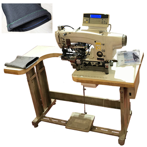 Machine industrielle automatique à ourler les bas de jeans, point de chaînette et point noué, haute vitesse, programmable avec moteur et engrenage - Product Image 4