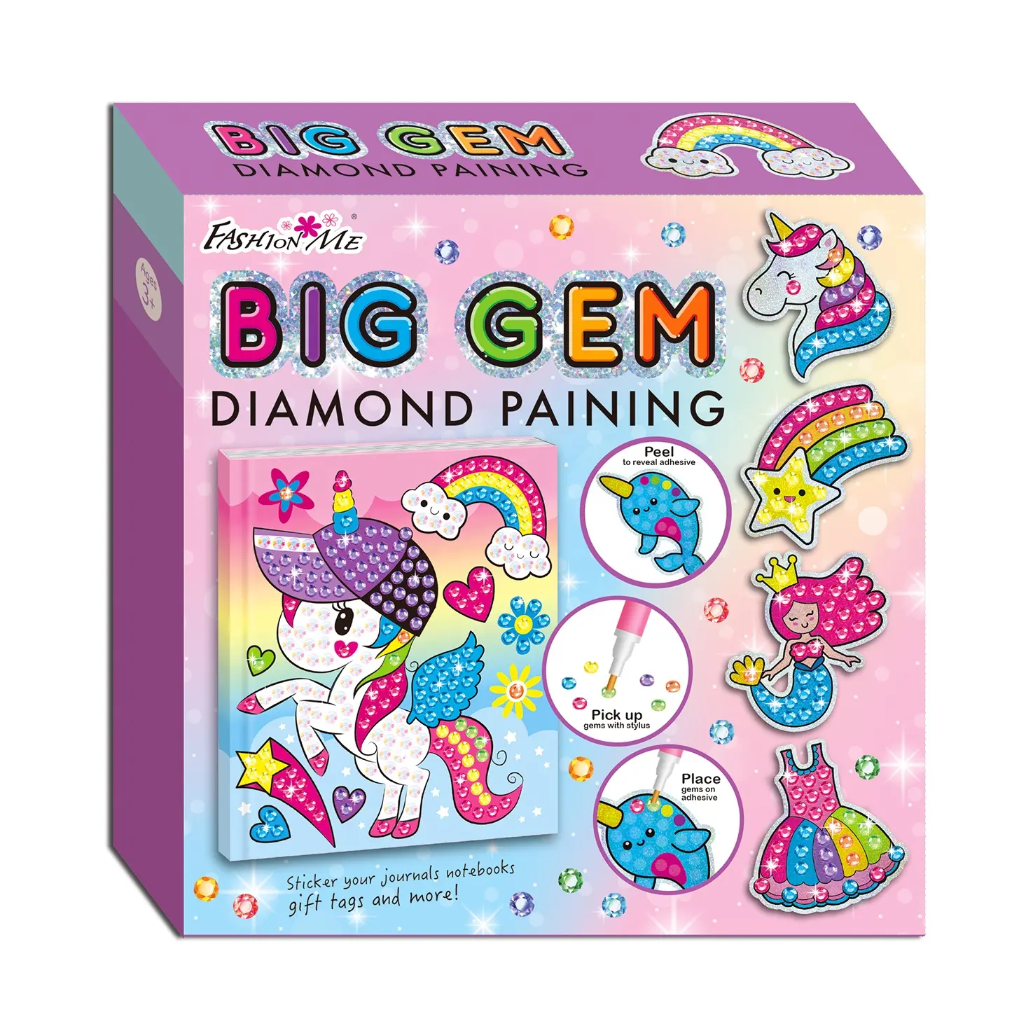 Big Gem unicorn Diamond diy painting Kit with keychain Diamond Art for Kids