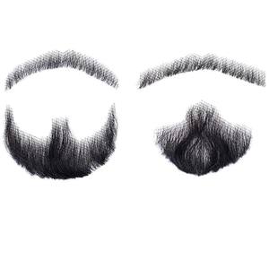 Moustache et pattes de sourcil en cheveux humains naturels pour hommes, aspect réaliste, pour déguisement cinéma et télévision, convient à toutes les formes de visage - Product Image 1