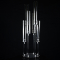 Candélabre en verre transparent Zhuoyun Crystal à 4, 5, 8 ou 9 bras pour bougies, idéal pour Noël, mariages, fêtes et décoration intérieure