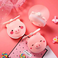 Miroir de maquillage cochon mignon avec lumière LED petit ventilateur de poche pour filles miroir de courtoisie portable de voyage miroir HD