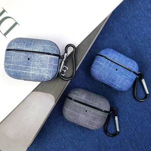 Funda de PC+PU con Textura Vaquera Estilo B al por Mayor para AirPods 1 2 Pro 3 4 Pro2, Cubierta Elegante con Mosquetón - Product Image 3