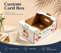 Boîte d'emballage pour fruits en carton ondulé personnalisée, boîte à fraises avec poignée, boîte cadeau pour fruits frais de la ferme