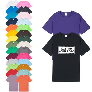 wholesale custom logo 180 gsm oversized black blank plain tshirt mens t shirt 100% cotton puff print t shirt for men women