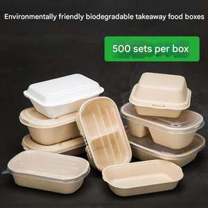 Contenedores de Alimentos Biodegradables de Pulpa de Paja de Trigo de 750 ml, 1000 ml y 1500 ml, con Dos Compartimentos, Forma Ovalada, Caja Desechable - Product Image 3