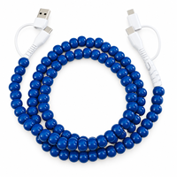 Kabel Charger Ponsel 4 in 1 Warna Biru Dongker Klasik, Pengisian Cepat, Multi USB, Aksesoris Mobil, Hadiah Fashion, Tipe C