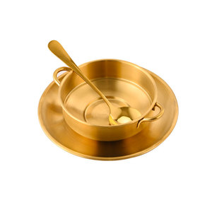Juego de tazones de acero inoxidable con doble asa, dorados y plateados, pequeños, para postre, sopa, con cuchara, para fiestas, hoteles, café y té. - Product Image 3