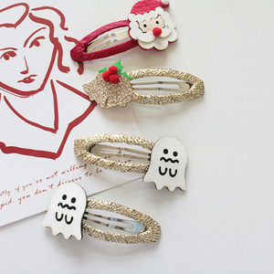 Pince à cheveux, serre-tête et barrette pour enfants et bébés filles, thème Halloween, avec ruban pailleté, fait main, style mignon - Product Image 6