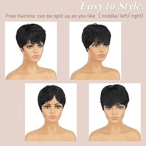 Recién llegado, peluca corta para Pixie Cut None Lace Blonde con cabello humano virgen brasileño de 10 pulgadas para mujeres negras, peluca hecha barata - Product Image 3