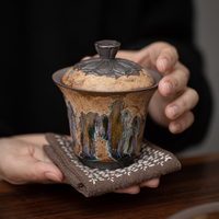 Service à thé Gaiwan en céramique artisanale de style chinois, écologique, avec effet de four, pour le thé Kung Fu, coffret cadeau pour usage professionnel et domestique