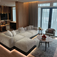 Ensemble de canapés sectionnels contemporains en tissu, confortables, avec structure en bois massif, écologiques et durables, pour chambre, salon, appartement