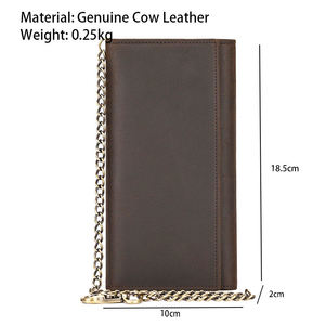 Portefeuille long AndoBag pour homme, style rétro, en cuir de vache véritable Crazy Horse, porte-cartes, porte-monnaie, pochette à trois volets, 1404 - Product Image 4