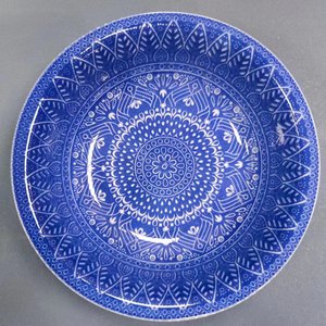 Plato de sopa de cerámica azul y blanco con estampado de 8 pulgadas, juego de platos de cena creativos para desayuno, pastel, aperitivos, Decoración de mesa, regalo - Product Image 2