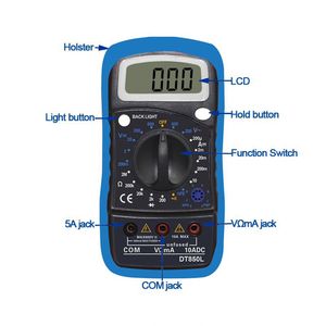 Multimètre DT850L avec fonction de maintien des données et rétroéclairage, testeur multifonctionnel compact. - Product Image 2