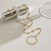 Chaîne de main pour femme en zircon, acier inoxydable plaqué or 18 carats, bracelet perlé, harnais de main minimaliste, bijoux de mode