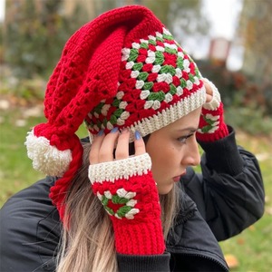 Ensemble chapeau <span class=keywords><strong>et</strong></span> <span class=keywords><strong>gants</strong></span> de Noël personnalisés en crochet pour <span class=keywords><strong>femme</strong></span>, bonnet de Père Noël tricoté <span class=keywords><strong>et</strong></span> ensemble écharpe <span class=keywords><strong>et</strong></span> <span class=keywords><strong>gants</strong></span> - Product Image 2