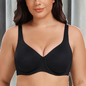 Sujetador sin costuras para mujer, sin aros, color negro liso, copa triangular, tirantes no convertibles, ropa interior básica - Product Image 2