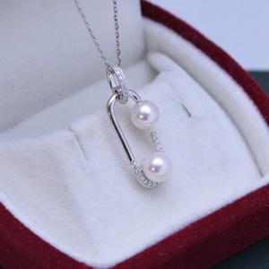 Collar con Colgante de Perla Redonda Blanca de Agua Dulce de 6-7 mm, con Luz Intensa y Casi Sin Defectos, con Colgantes y Dijes de Plata S925 - Product Image 2