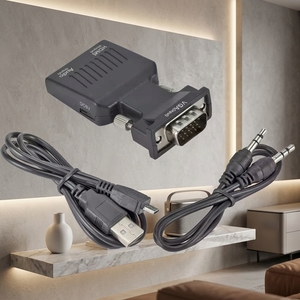 Convertidor VGA <span class=keywords><strong>a</strong></span> <span class=keywords><strong>HDMI</strong></span> OEM, <span class=keywords><strong>Cable</strong></span> VGA Macho <span class=keywords><strong>a</strong></span> <span class=keywords><strong>HDMI</strong></span> Hembra con Dongle de Audio y Alimentación, 60Hz, Compatible con Portátiles, TV Stick y Laptops - Product Image 3