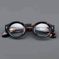 Verres transparents de tortue vintage Petites lunettes rondes Montures en acétate avec logo en métal personnalisé de luxe