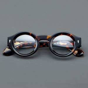 Vintage Tortoise Clear Lens Small <strong>Round</strong> <strong>Glasses</strong> Luxury Customized Metal Logo Acetate Frames - Product Image 3